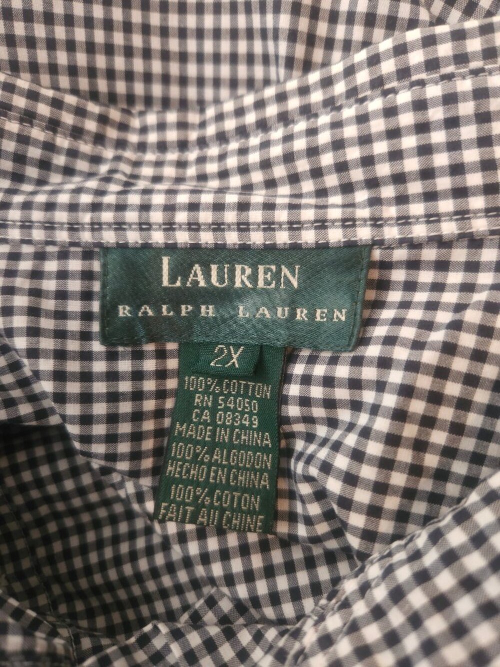 Lauren Ralph Lauren, Men’s Micro Check Button-Down Shirt, Black & White, Size 2X - Picture 3 of 5
